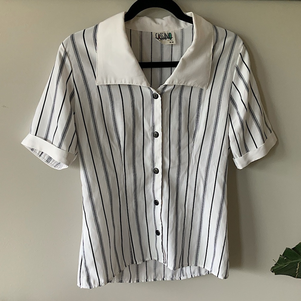 Vintage Striped Button Up Blouse